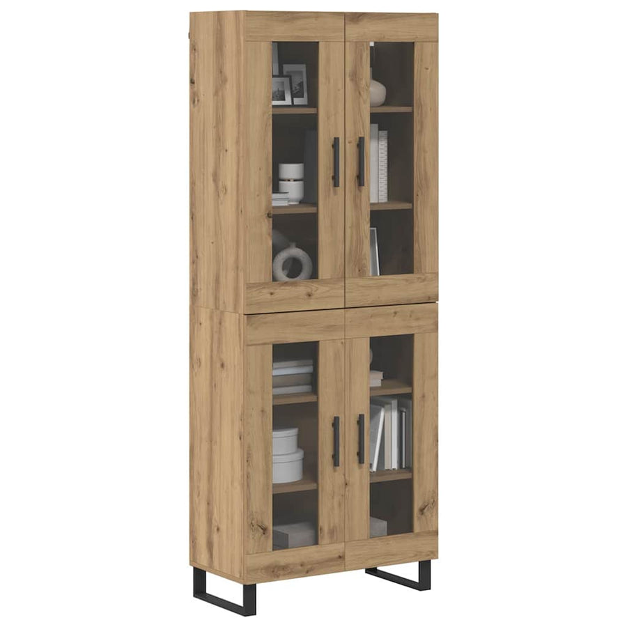 Hoge kast 2 pcs Artisan Eiken Geengineerd Hout en Glas