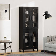 Hoge kast 69,5x34x180 cm zwart eiken