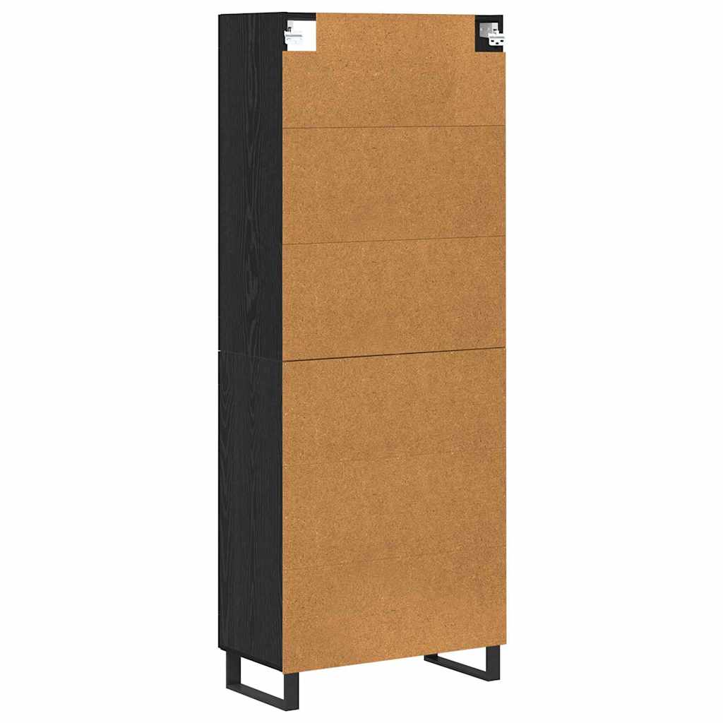 Hoge kast 2 pcs Zwart Eiken Geengineerd Hout en Glas