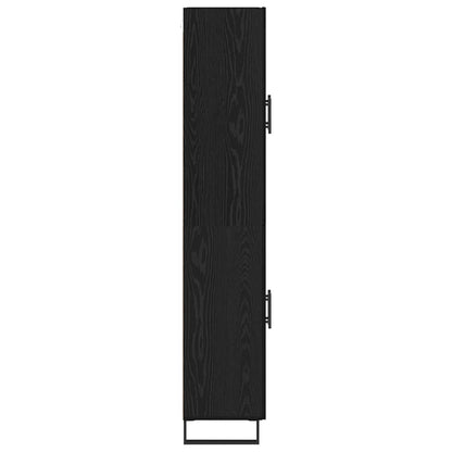 Hoge kast 2 pcs Zwart Eiken Geengineerd Hout en Glas