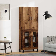 Hoge kast 2 pcs Oud Hout Geengineerd Hout en Glas