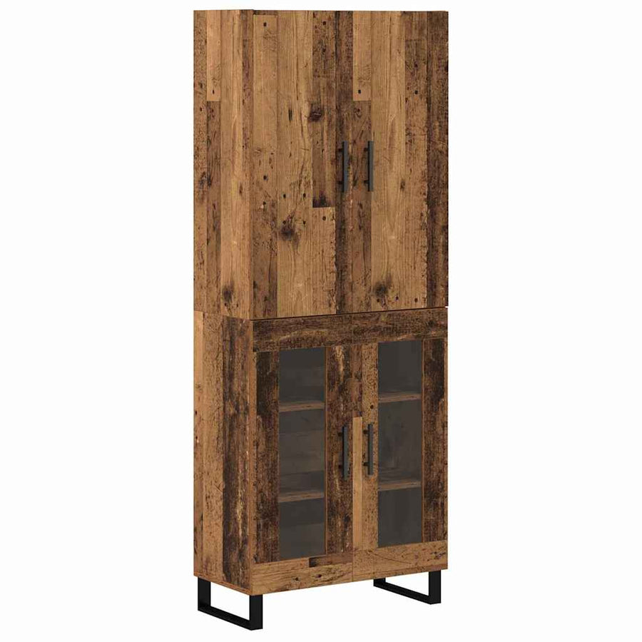 Hoge kast 2 pcs Oud Hout Geengineerd Hout en Glas