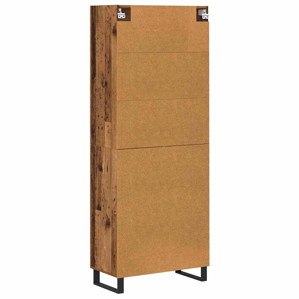 Hoge kast 2 pcs Oud Hout Geengineerd Hout en Glas