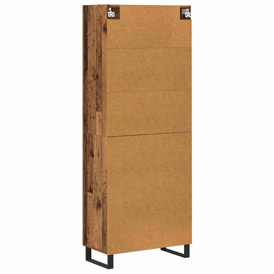 Hoge kast 2 pcs Oud Hout Geengineerd Hout en Glas