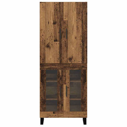 Hoge kast 2 pcs Oud Hout Geengineerd Hout en Glas