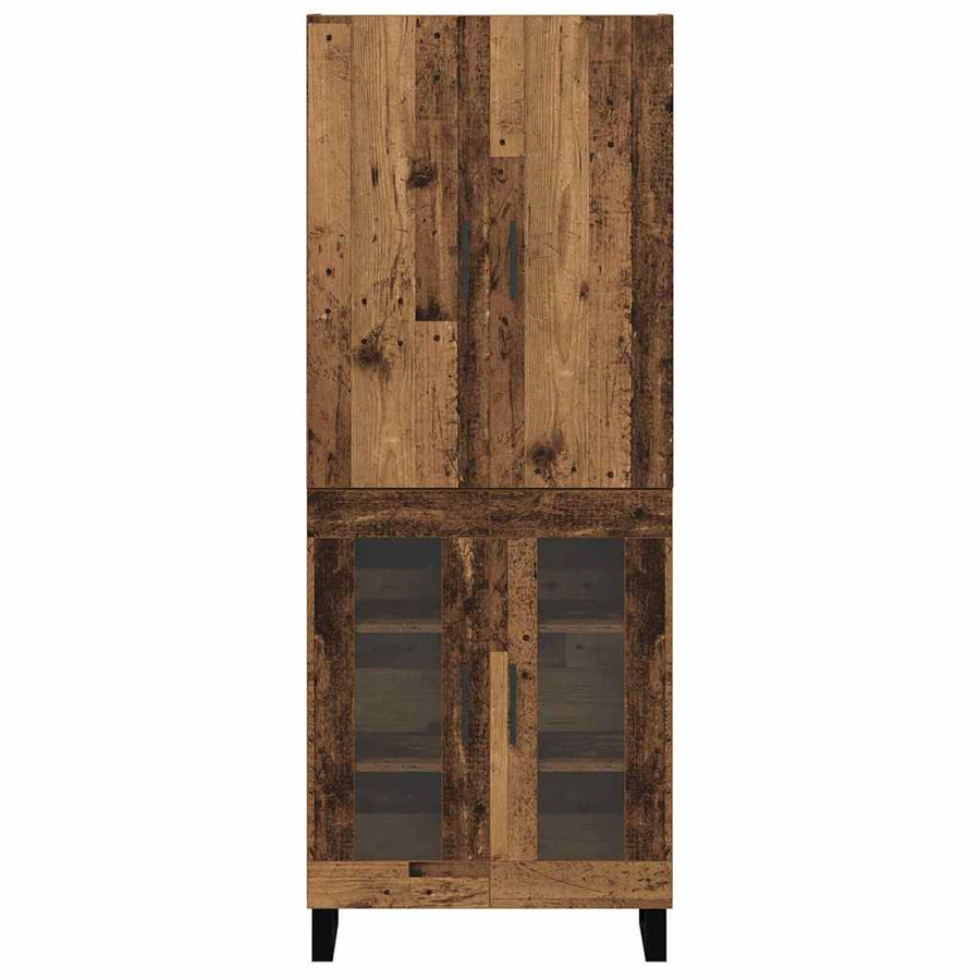 Hoge kast 2 pcs Oud Hout Geengineerd Hout en Glas