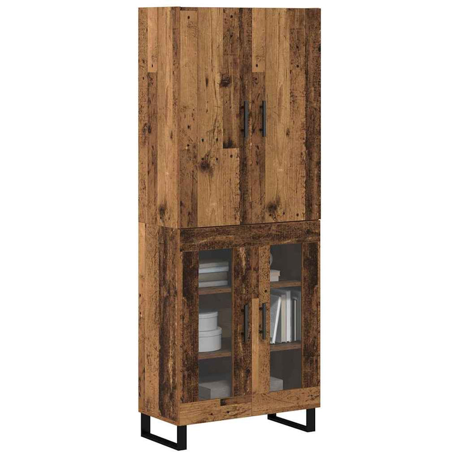 Hoge kast 2 pcs Oud Hout Geengineerd Hout en Glas