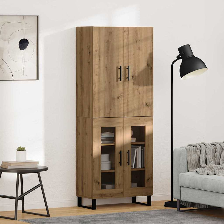Hoge kast 2 pcs Artisan Eiken Geengineerd Hout en Glas