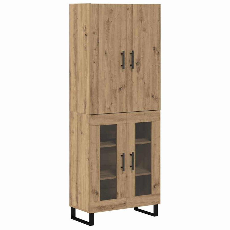 Hoge kast 2 pcs Artisan Eiken Geengineerd Hout en Glas