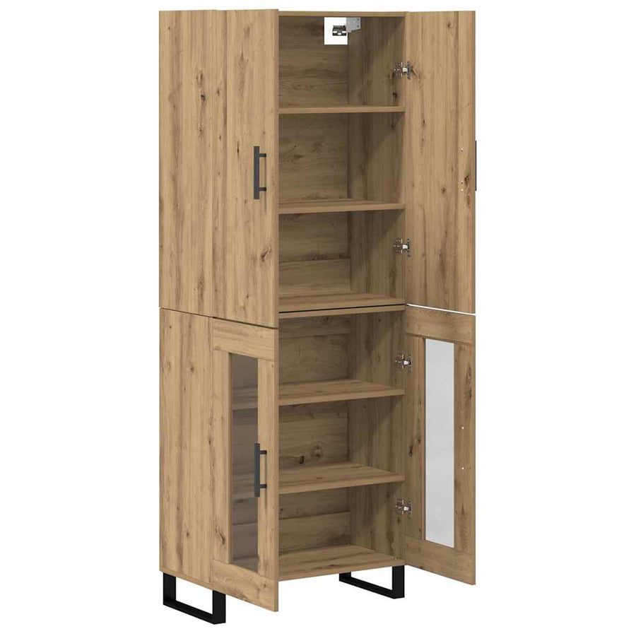 Hoge kast 2 pcs Artisan Eiken Geengineerd Hout en Glas