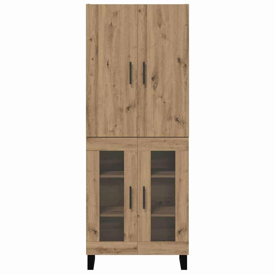 Hoge kast 2 pcs Artisan Eiken Geengineerd Hout en Glas