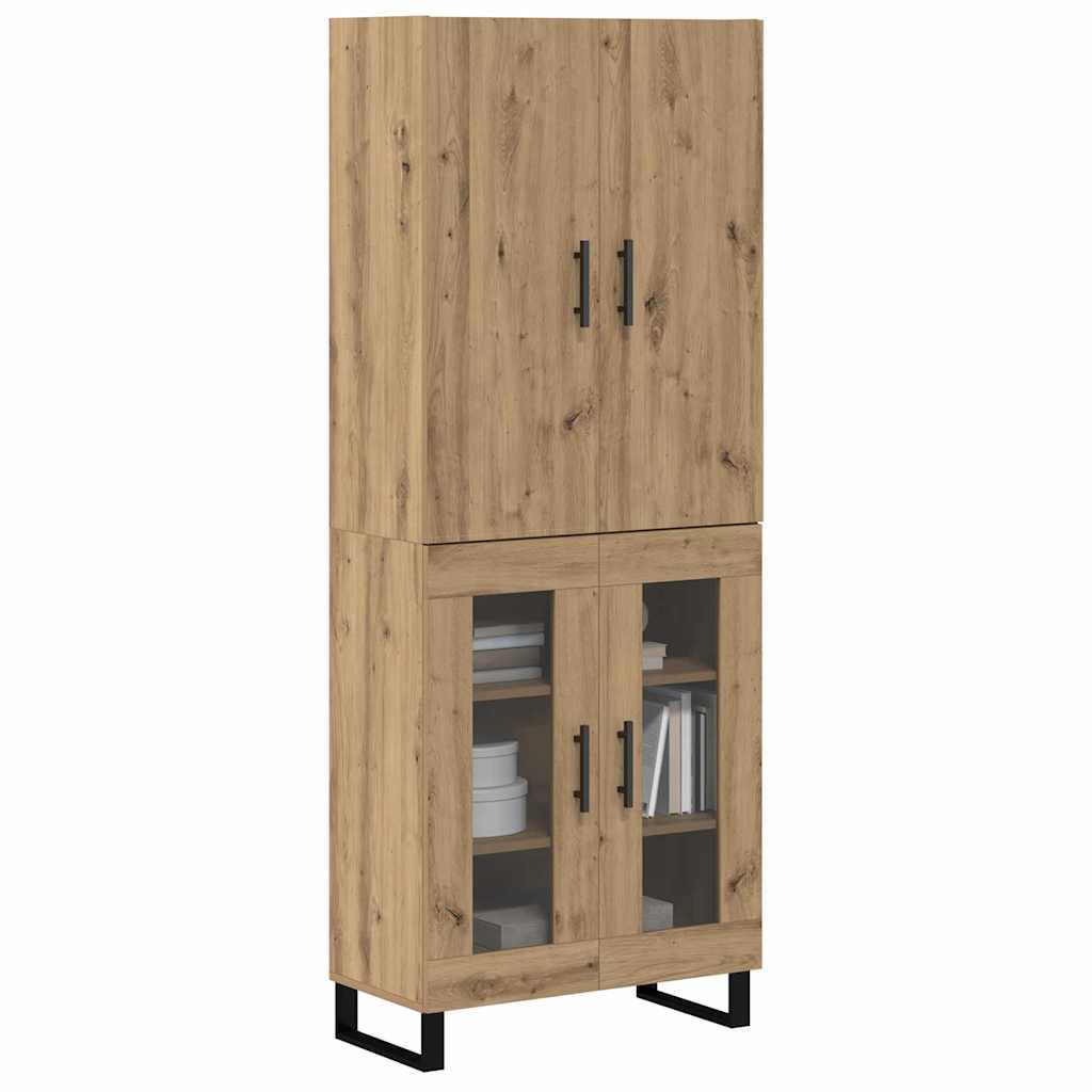 Hoge kast 2 pcs Artisan Eiken Geengineerd Hout en Glas