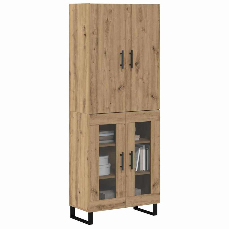 Hoge kast 2 pcs Artisan Eiken Geengineerd Hout en Glas