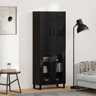 Hoge kast 69,5x34x180 cm zwart eiken