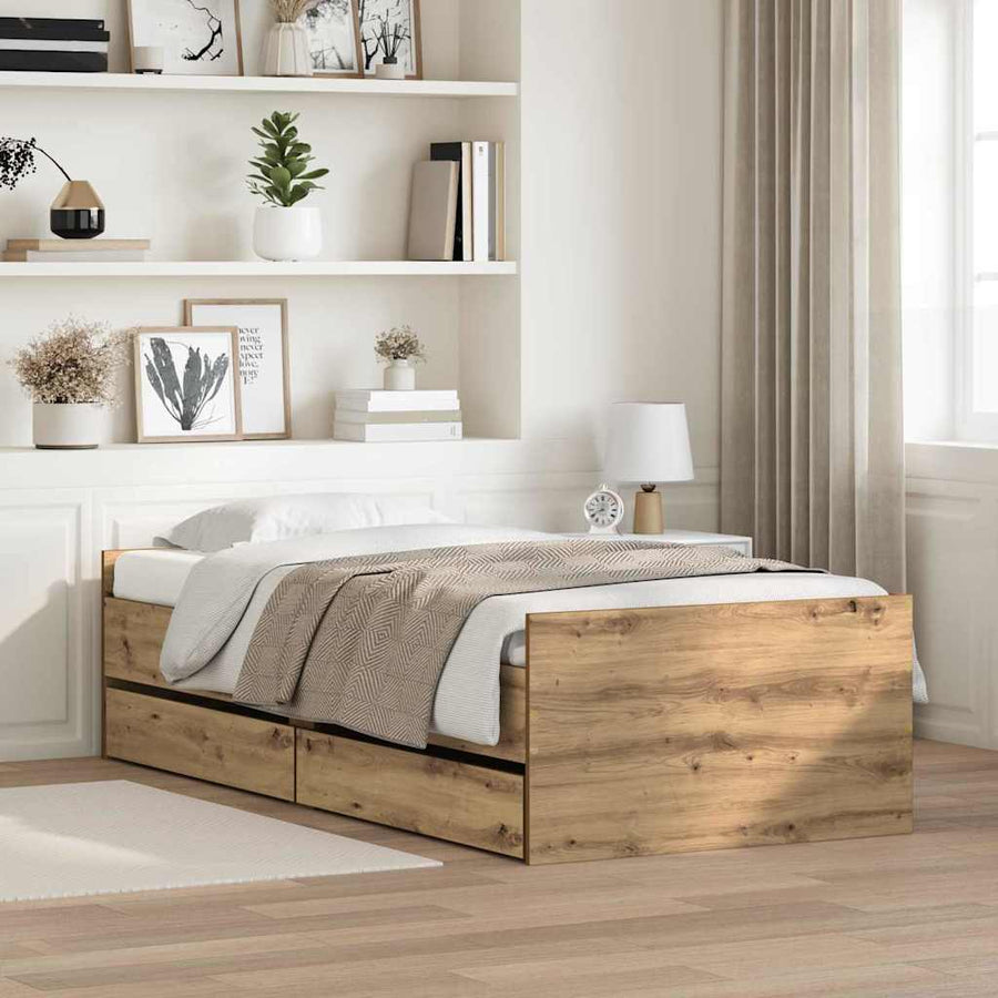 Bedframe met lade Artisan Eiken 100 x 200 cm Massief grenenhout