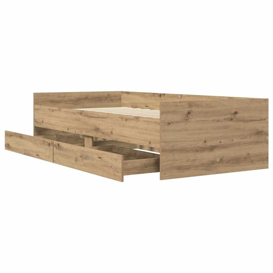 Bedframe met lade Artisan Eiken 100 x 200 cm Massief grenenhout