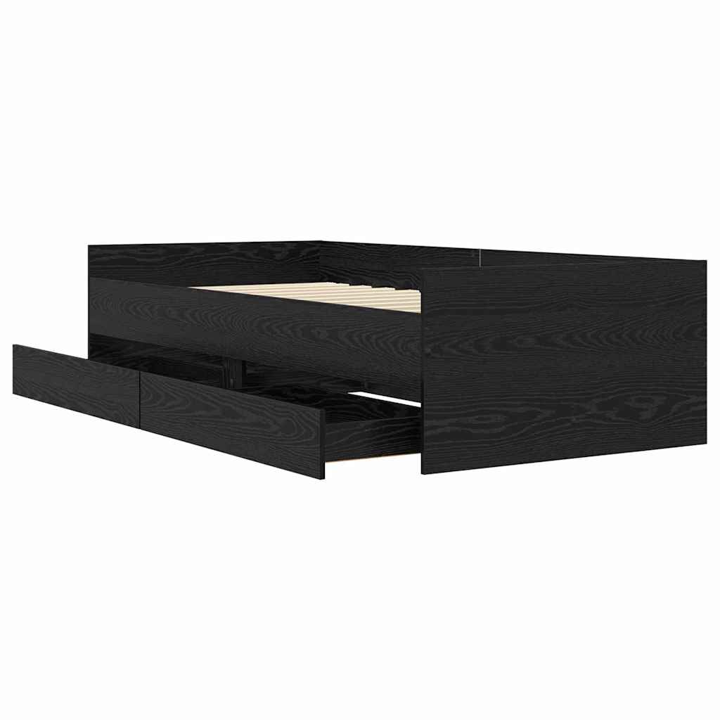 Bedframe met lade Zwart Eiken 100 x 200 cm Massief grenenhout