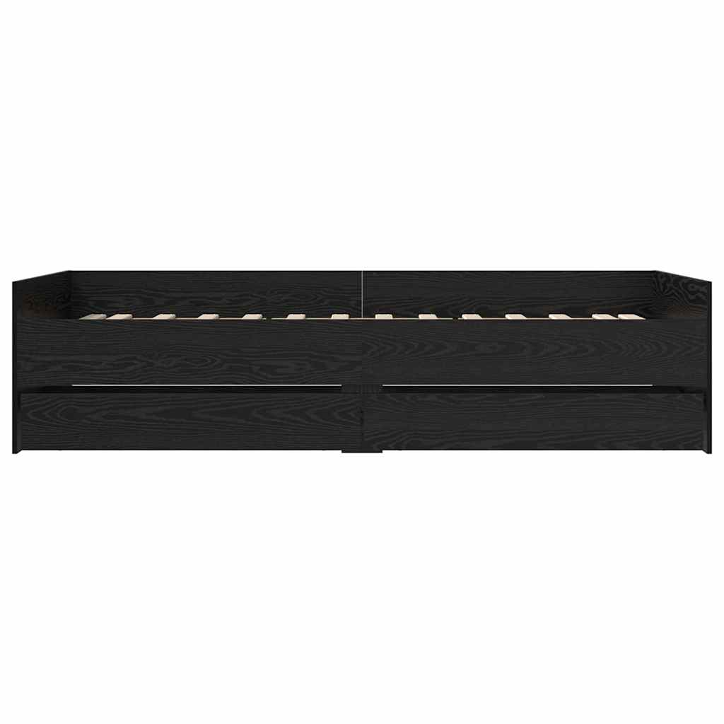 Bedframe met lade Zwart Eiken 100 x 200 cm Massief grenenhout