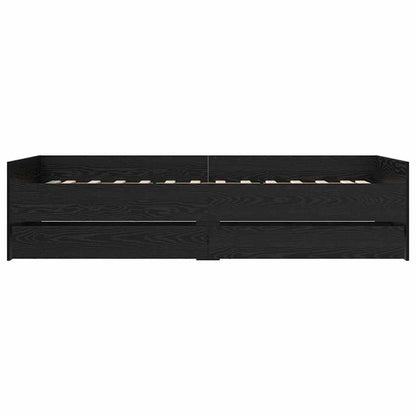 Bedframe met lade Zwart Eiken 100 x 200 cm Massief grenenhout