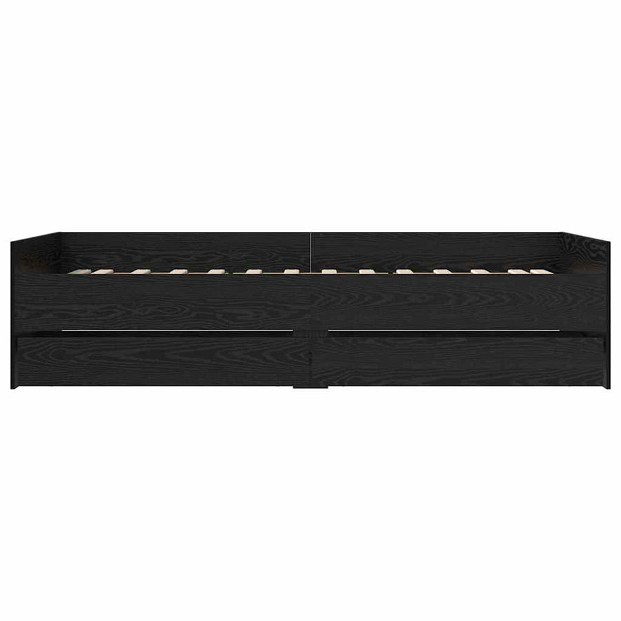 Bedframe met lade Zwart Eiken 100 x 200 cm Massief grenenhout