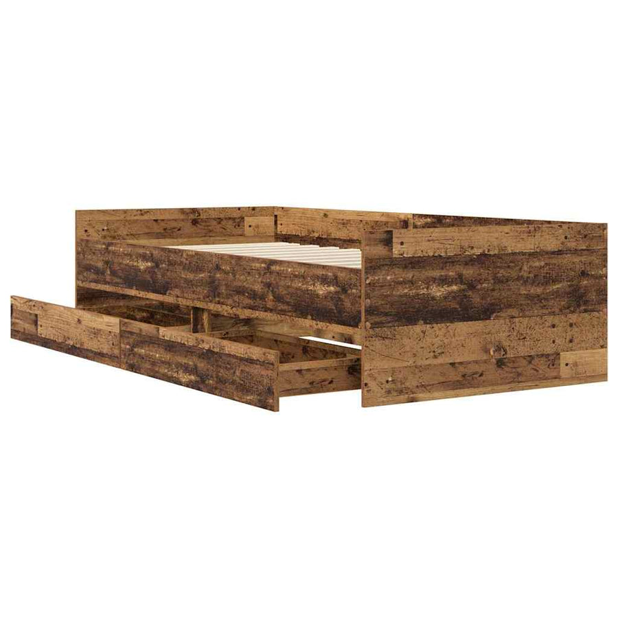 Bedframe met lade Oud Hout 90 x 200 cm Massief grenenhout