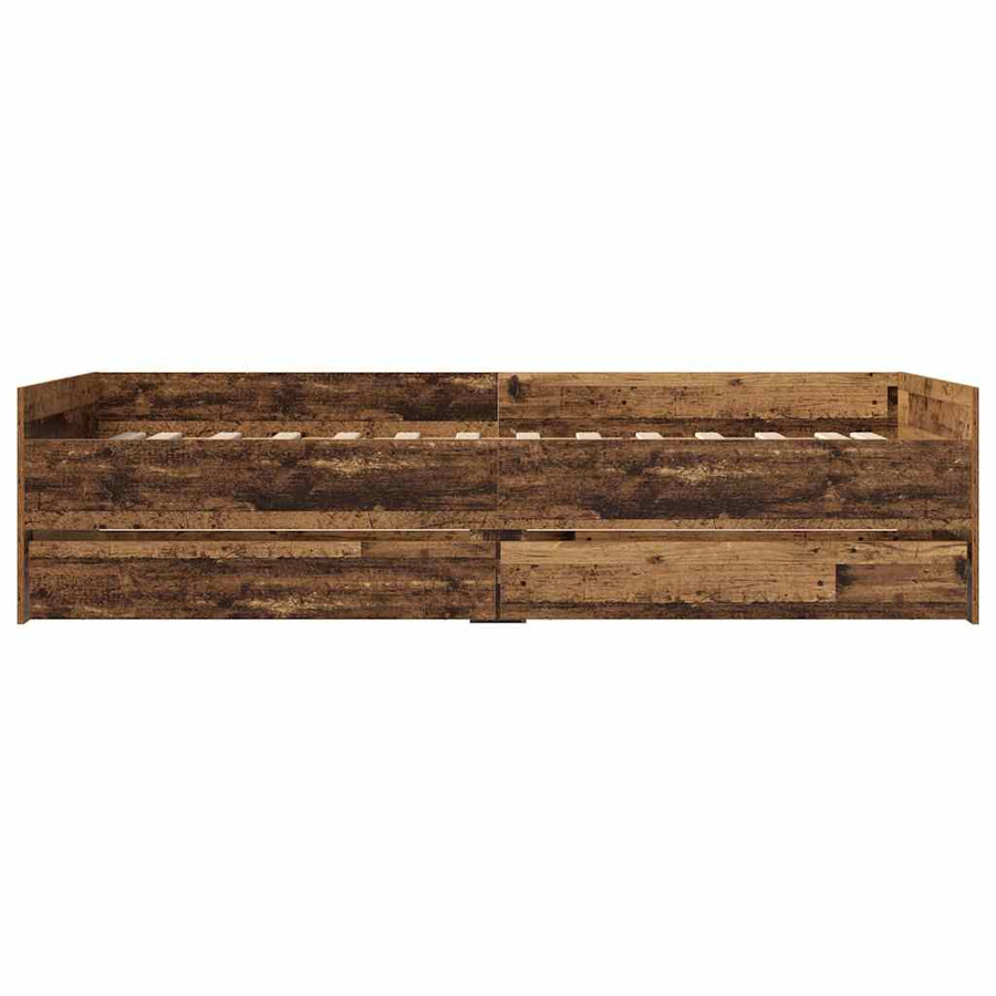 Bedframe met lade Oud Hout 90 x 200 cm Massief grenenhout