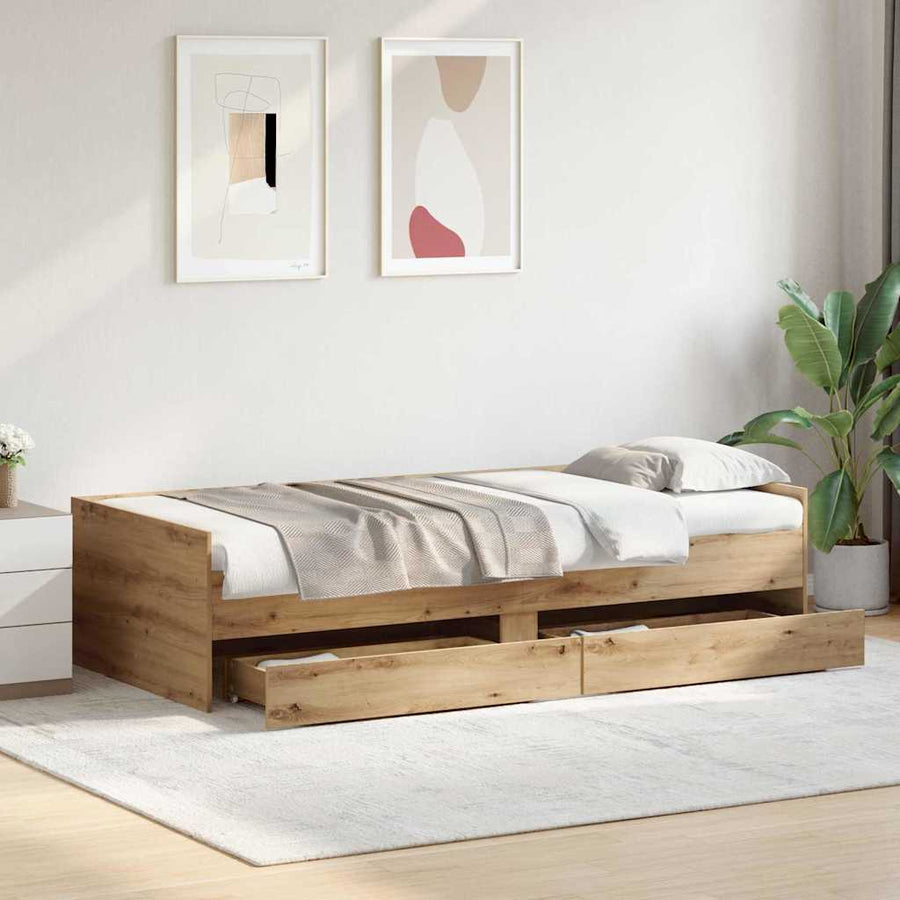 Bedframe met lade Artisan Eiken 90 x 200 cm Massief grenenhout