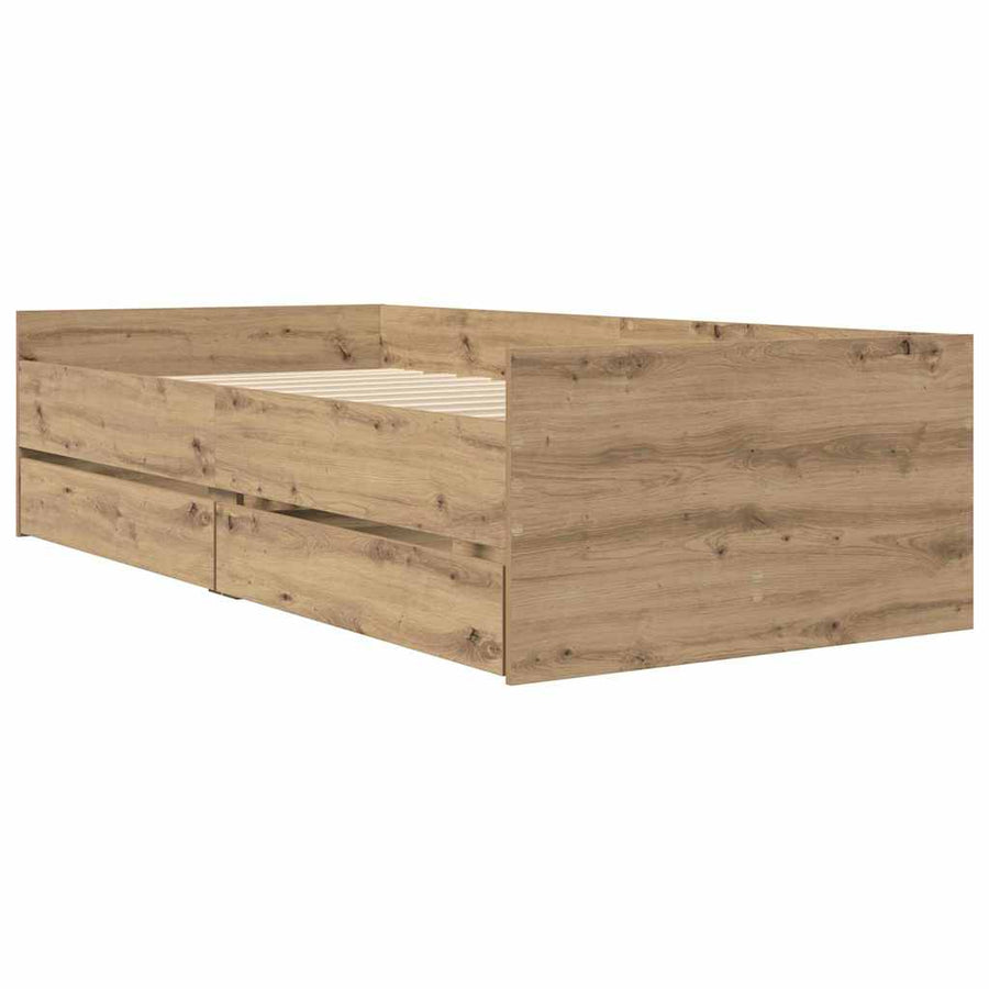 Bedframe met lade Artisan Eiken 90 x 200 cm Massief grenenhout