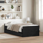 Bedframe massief grenenhout zwart eiken 90x200 cm met lade