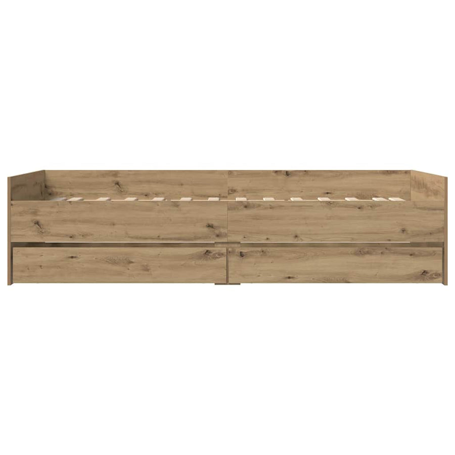 Bedframe met lade Artisan Eiken 90 x 190 cm Massief grenenhout