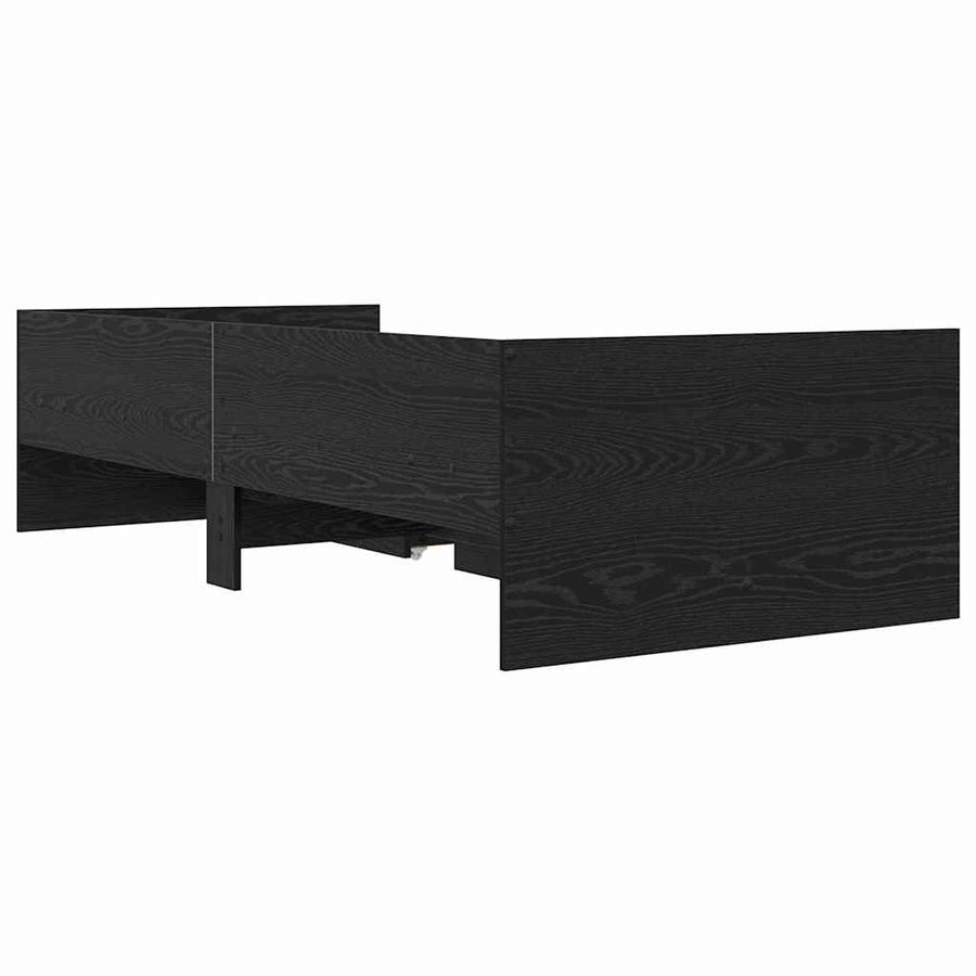 Bedframe met lade Zwart Eiken 90 x 190 cm Massief grenenhout