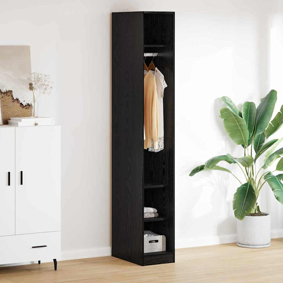 Kledingkast met plank Zwart Eiken 50 x 30 x 200 cm Bewerkt hout