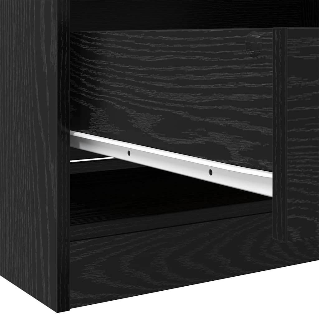 Kledingkast met plank Zwart eiken 30 x 50 x 200 cm Bewerkt hout