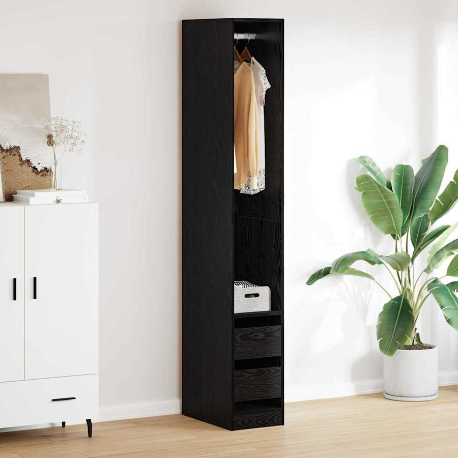 Kledingkast met plank Zwart eiken 30 x 50 x 200 cm Bewerkt hout