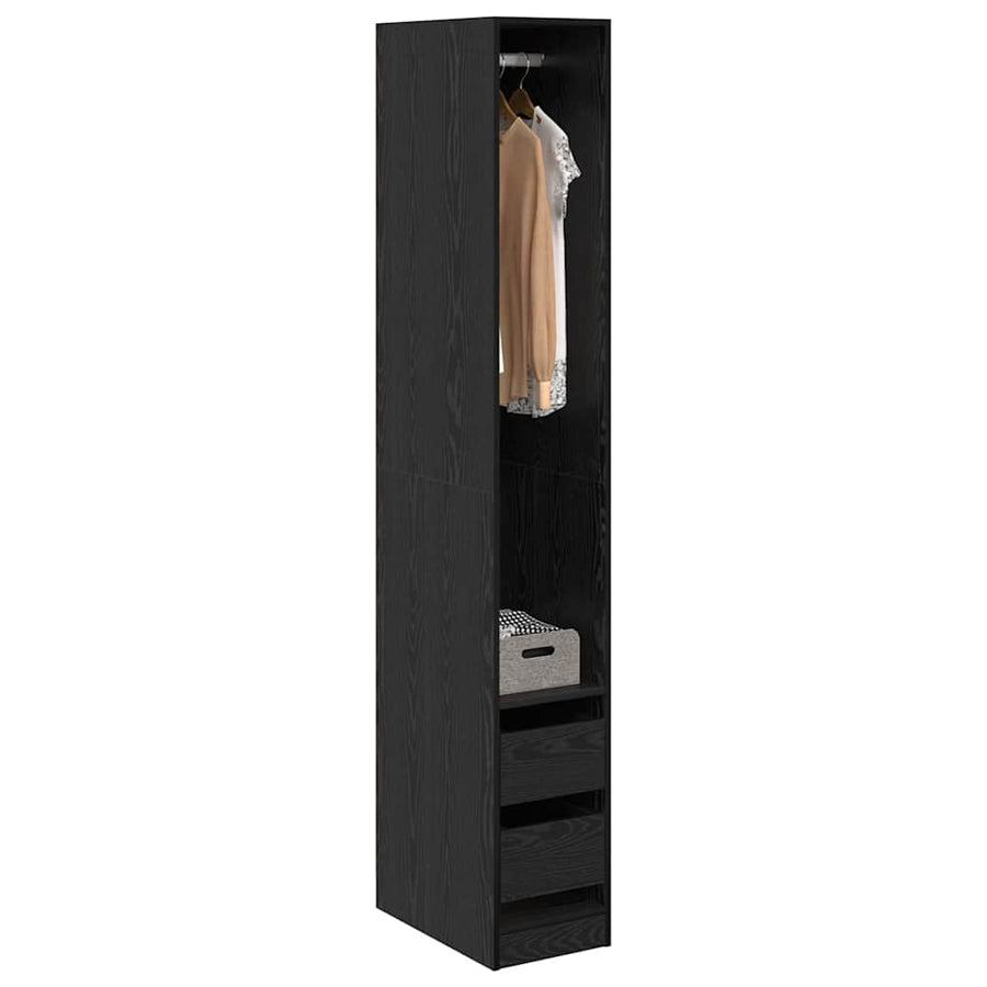 Kledingkast met plank Zwart eiken 30 x 50 x 200 cm Bewerkt hout