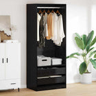 Wardrobe with Drawer Black Oak 80 x 50 x 200 cm Engineered wood