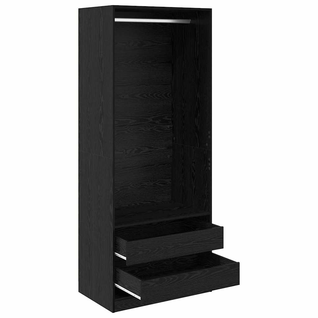 Kledingkast met lade Zwart Eiken 80 x 50 x 200 cm Bewerkt hout
