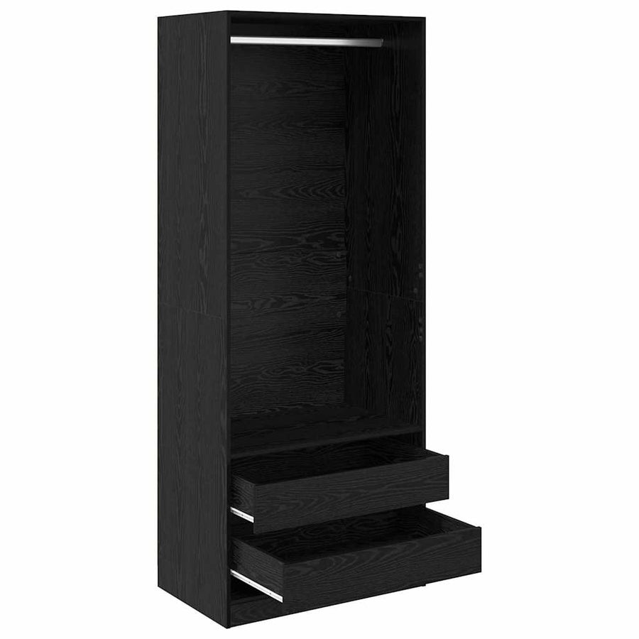 Kledingkast met lade Zwart Eiken 80 x 50 x 200 cm Bewerkt hout