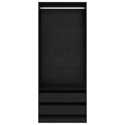 Kledingkast met lade Zwart Eiken 80 x 50 x 200 cm Bewerkt hout