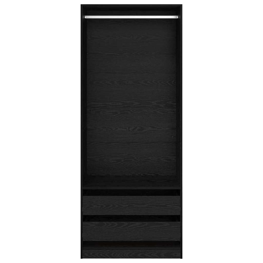Kledingkast met lade Zwart Eiken 80 x 50 x 200 cm Bewerkt hout