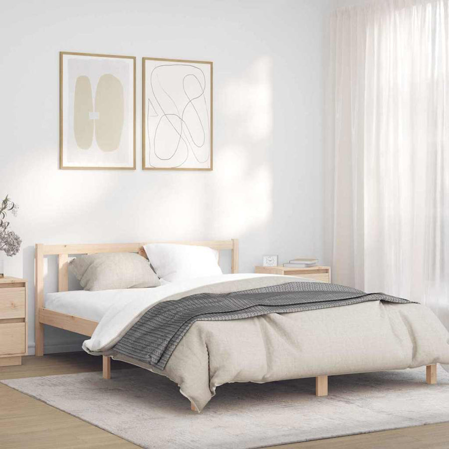 Bedframe Naturel 152 x 203 cm Massief Vurenhout