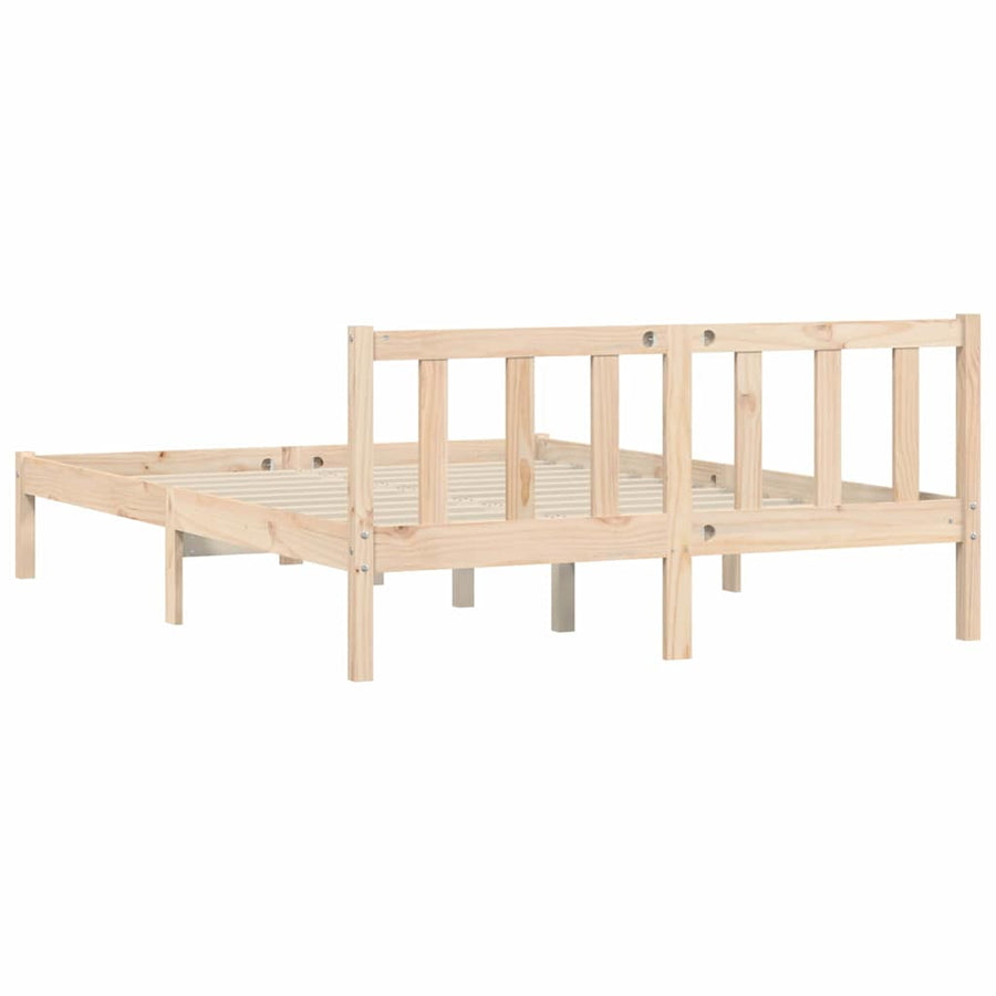 Bedframe Naturel 152 x 203 cm Massief Vurenhout