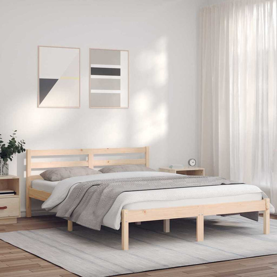 Bedframe Naturel 208,5 x 157,5 x 69,5 cm Massief Vurenhout
