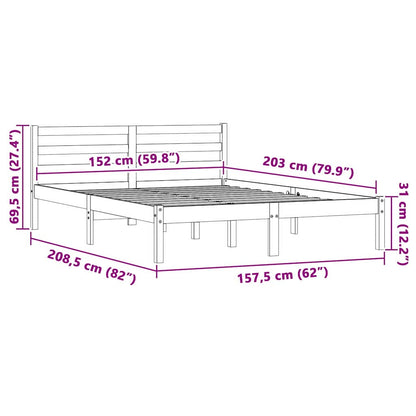 Bedframe Naturel 208,5 x 157,5 x 69,5 cm Massief Vurenhout