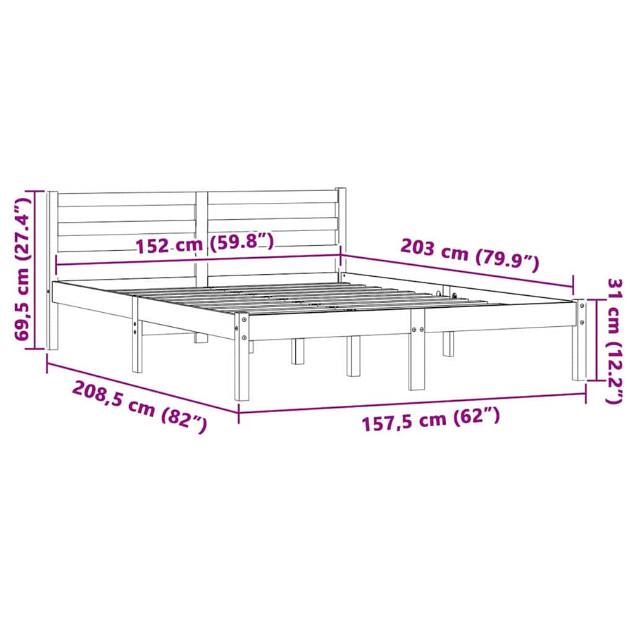 Bedframe Naturel 208,5 x 157,5 x 69,5 cm Massief Vurenhout