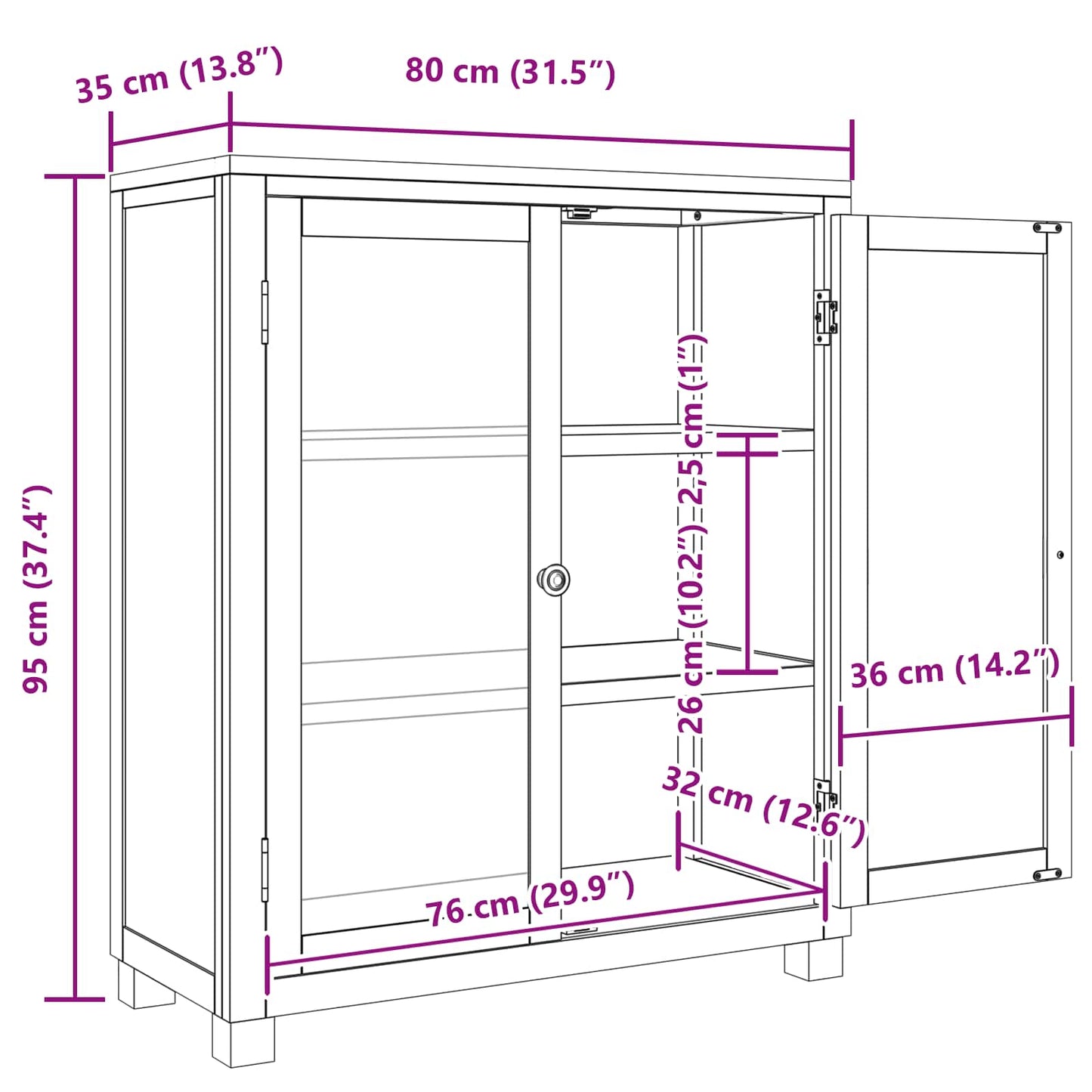 Kast met plank met opslag Bruin 80 x 35 x 95 cm Bewerkt hout