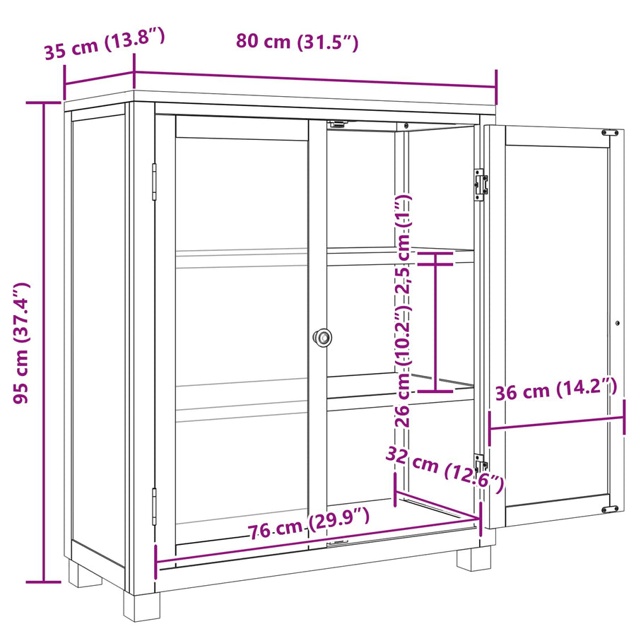 Kast met plank met opslag Bruin 80 x 35 x 95 cm Bewerkt hout