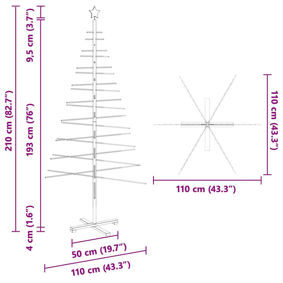 Houten kerstboom met standaard Bruin 210 cm Bamboe