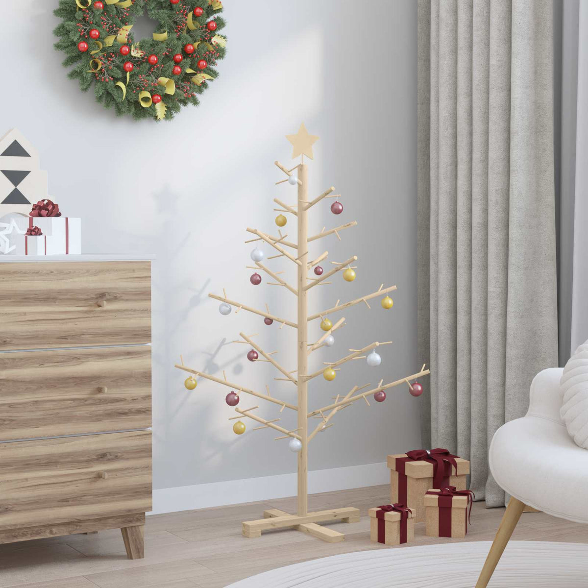 Houten kerstboom Naturel 125 cm Massief grenenhout