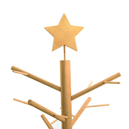 Houten kerstboom met standaard Bruin 125 cm Massief grenenhout